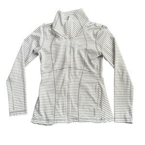 Reebok Striped Jacket Grey White Define Small